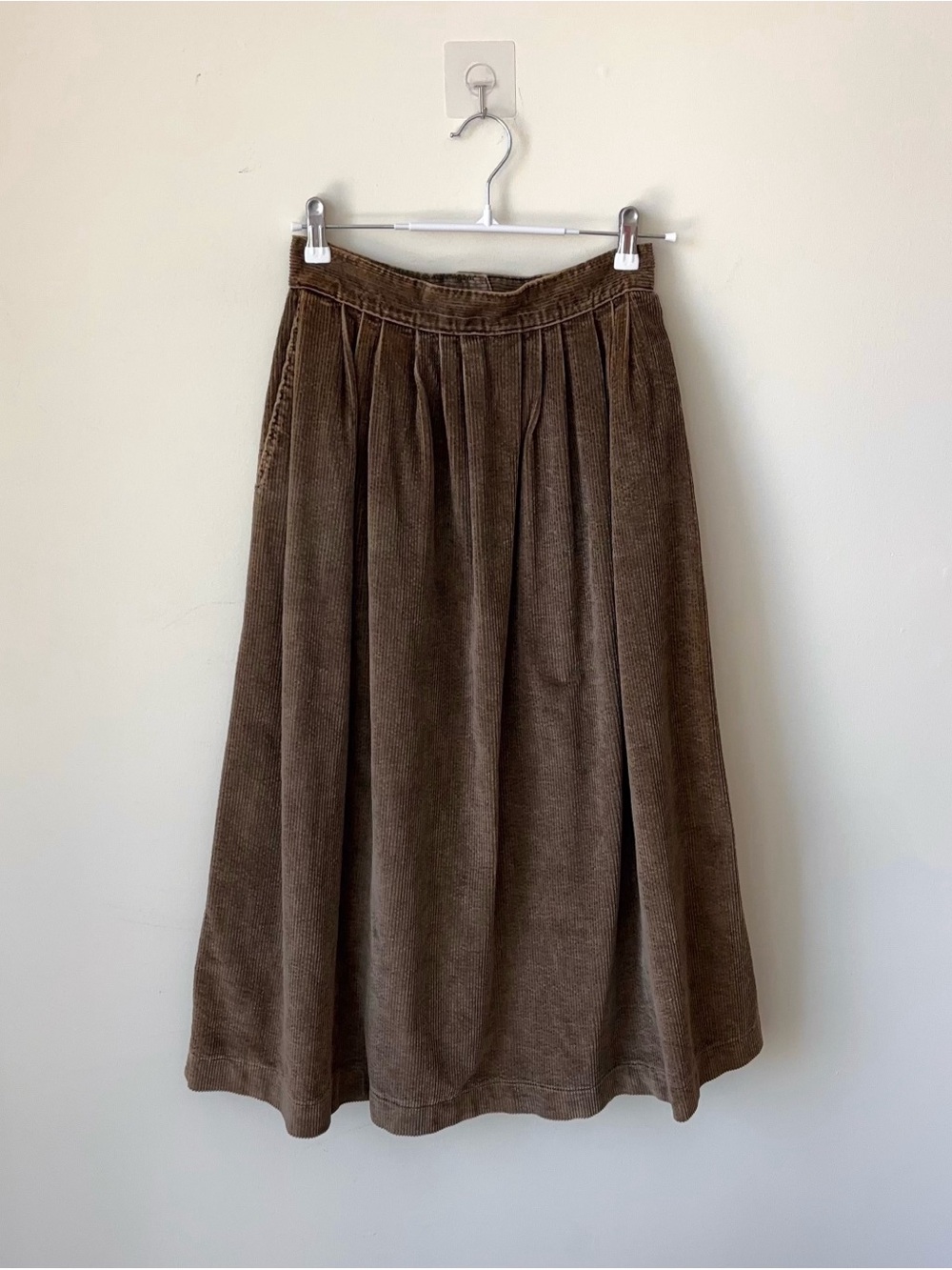 Vintage Ralph Lauren Brown Corduroy Skirt Size 6 Blue Label 80s Pleated Prairie